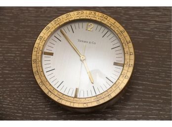 Tiffany & Co World Brass Desk Clock With Swiss Quartz Movement