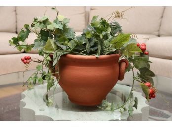 Terracotta Flower Pot With Faux Plant