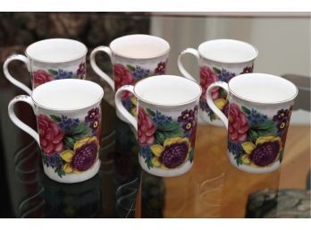 Set Of Six Clipper Floral Mugs