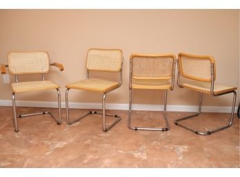 Set Of Four MCM Breuer Cesca Style Cane Back Chairs