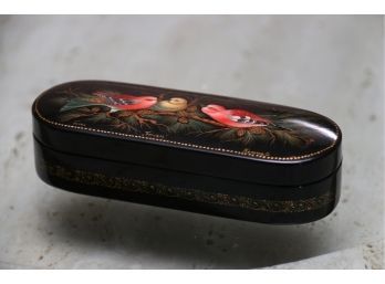 Hand Painted Lidded Box With Three Birds