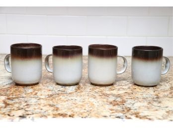 Set Of 4 Peter Pots Mid Century Brown Ombre Mugs