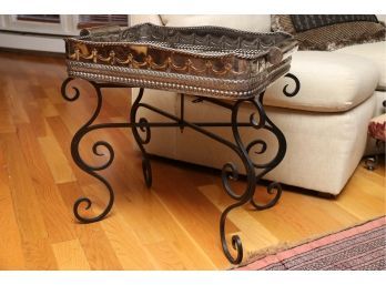 Wrought Iron Butler's Table With Castilian Imports Tray