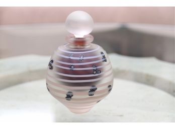Signed Glass Striped Perfume Bottle (See Details)