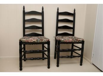 Pair Of Black Ladder Back Chairs