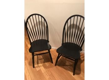 Pair Of Black Windsor Back Side Chairs