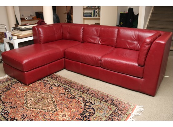 Stunning Italian Red Leather Chateau D'Ax  Sofa
