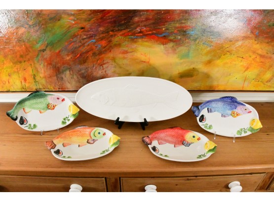 William Sonoma Fish Platter And Plates