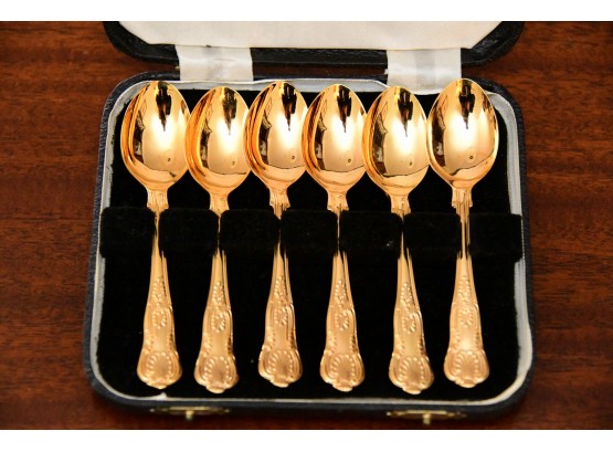 Sheffield England Gold Tone Demitasse Spoon Set