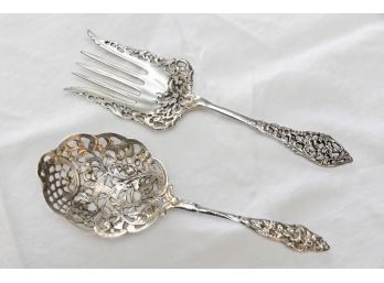 Antique Sterling Silver Serving Spoon And Fork  264g