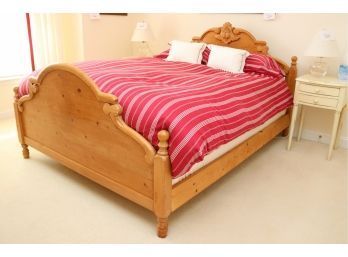 King Size Pine Bed Includes Mattress And Bedding