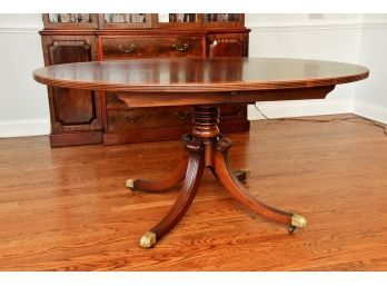 Hille Of London John Stuart Mahogany Banded Oval Dining Table With Leaves And Pads