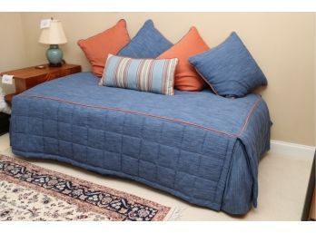 Twin Bed With Matching Denim Pillows & Bedding