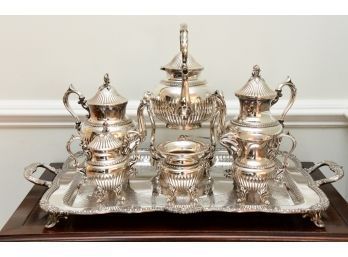 Silver Plate Tea Set With Underplate