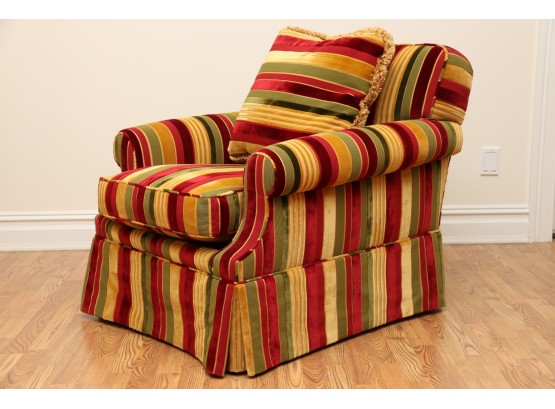 Edward Ferrel Striped Club Chair With Matching Custom Pillow