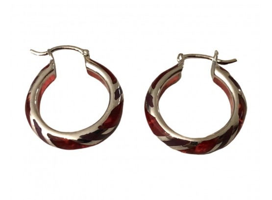 Candy Stripe Red And White Sterling Earrings