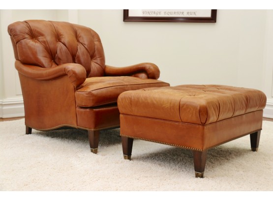 Leather Chair And Ottoman By Edward Ferrell