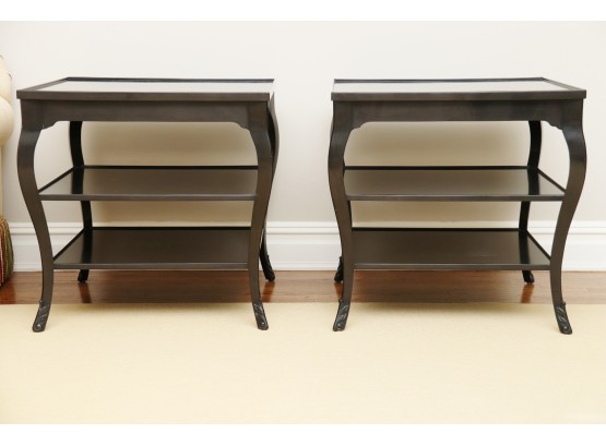 Holly Hunt Black Lacquer Tiered End Tables