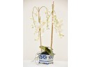 Faux White Orchid In Blue And White Asian Vase