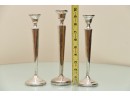 Trio Of Revere Sterling Silver Weighted Tall Candlesticks