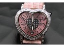TechnoMaster Pink Heart Watch With Diamond Bezel And Faceplate TM2071