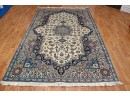 Persian Silk Rug Blue And White  111 X 64