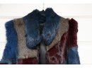 Funky Multi-Color Fur Sleeveless Vest - Size Medium