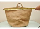 Oversized Natural Fiber Woven Shopping Tote With Leather Handles