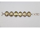 Sterling Silver Toggle Clasp Chunky Amber Stone Bracelet