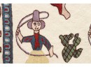 Cowboy And Cactus Themed Hand Stitched Wall Hanging