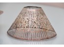 Vintage Silver Plate Silent Butler And Cut Metal Lamp Shades