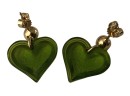 Lalique Green Crystal Earrings With 14k Gold