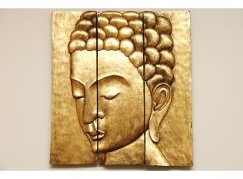 Vintage Gold Gilt Wood Wall Mount Buddha Head