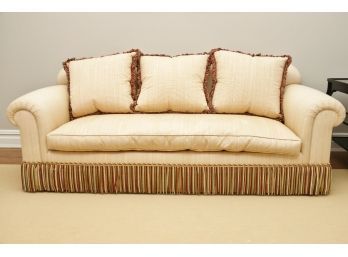 R Jones Roll Arm Sofa With Frilled Detail