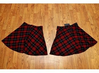 Two Tommy Hilfiger Tartan Plaid Navy School Uniform Skirts - Size 4