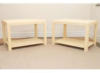 A Pair Of Linen Wrapped Mid Century Tables