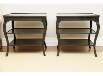Holly Hunt Black Lacquer Tiered End Tables