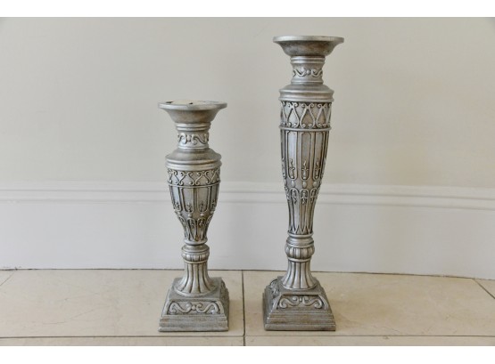 Silver Painted Candle Pillars