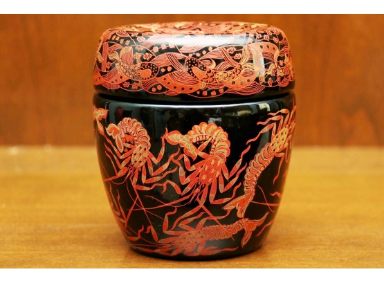Hand Painted Lacquer Covered Vessel