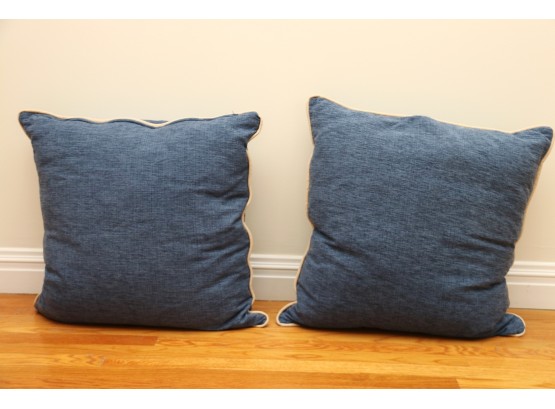 Two 24 X 24 Large Blue Throw Pillows