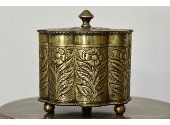 A Brass Covered Clover Shaped Box By Castillian