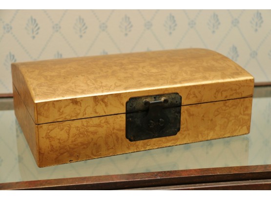 Gold Tone Wooden Covered Box