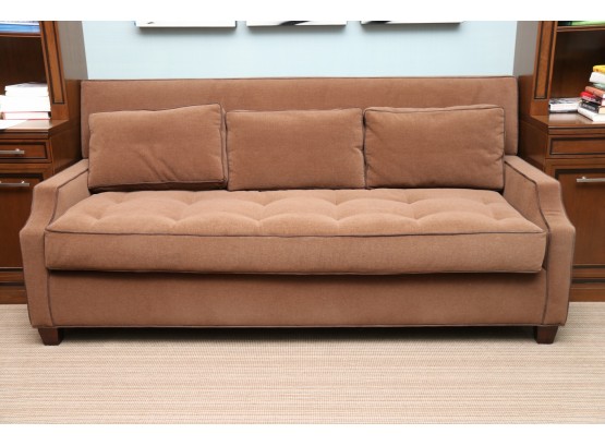 Brown Piping Sleeper Sofa Custom Made