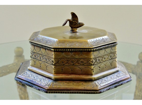 A Brass Lidded Box By Decorative Crafts