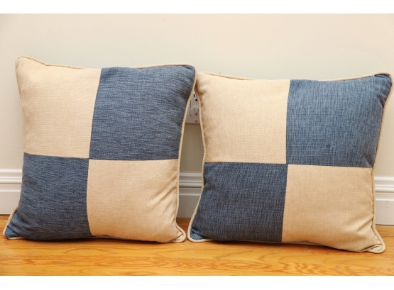 Pair Of  18 X 18 Check Pillows