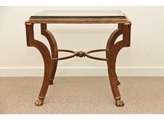 Claw Foot Solid Metal Table With Beveled Square Glass Top