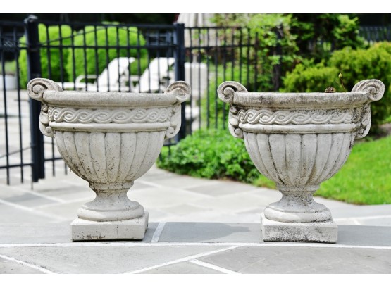 Pair Of Cast Stone Urn Planters