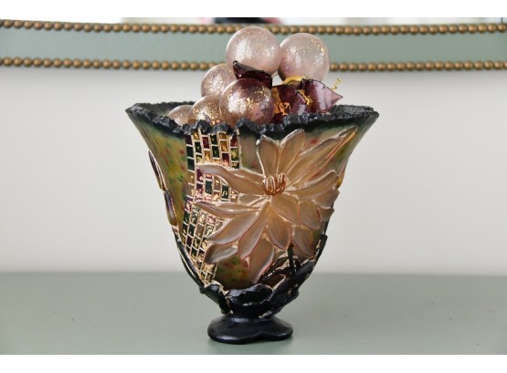 Decorative Vase With Faux Fruit
