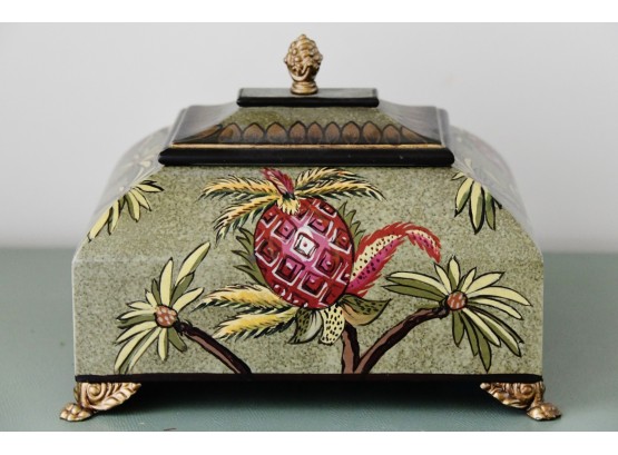 A Covered Painted Rectangular Covered Box