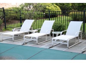Brown Jordan Set Of Three Lounge Chairs With 2 End Tables